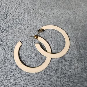 Vintage-Inspired Cream Enamel Hoop Earrings